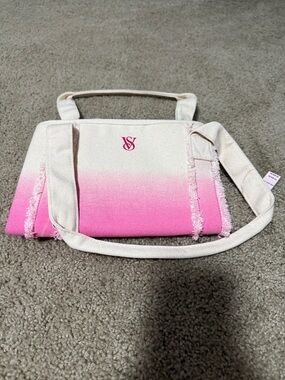 Victoria's Secret Ombre Pink and Cream Canvas Tote